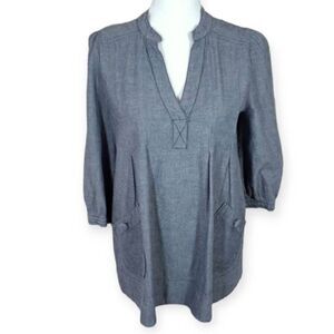 H&M DENIM BLUE BLOUSE SZ.8 EUC.